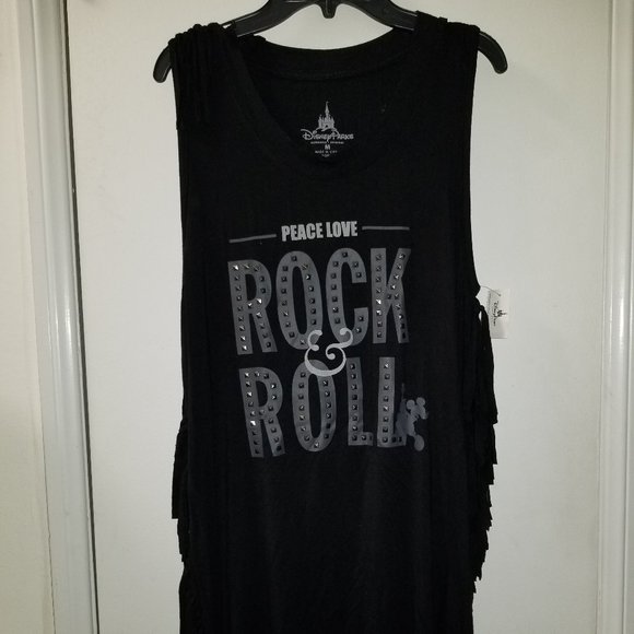 Disney Tops - Peace Love and Rock and Roll mouise Rock's Roller coaster tank top Studded